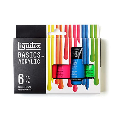Liquitex BASICS Acrylic Paint Set, 6 x 22ml (0.74-oz) Tube Paint Set, Fluorescent