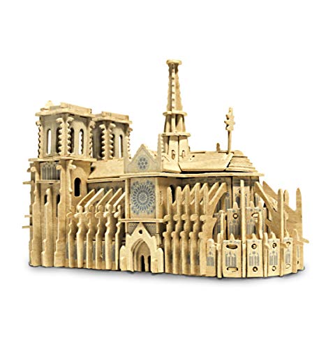 Puzzled 3D Puzzle Notre Dame Cathedral Wood Craft Construction Model Kit, Educational DIY Wooden Toy Assemble Model Unfinished Crafting Hobby Puzzle Puzzled