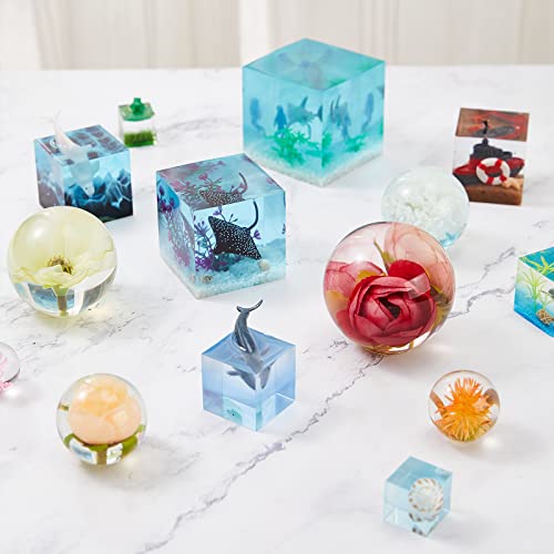 12Pcs Transparent Resin Molds Silicone Set, Clear Silicone Molds for Epoxy Resin Include Seamless Sphere ,Deep Cube Resin Molds Silicone,Molds for Loyohep