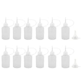12 Pcs Precision Tip Applicator Bottles, MYYZMY 1 Ounce Translucent Glue Bottles, with 2 Mini Funnel, White Lids MYYZMY