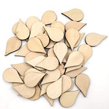 ARTIBETTER Wedding Decor 100 Pcs 30x18mm Wooden Slices Blank Unfinished Wood Teardrop Shaped Wooden Crafts Wood Cutout Ornament for DIY Art Craft ARTIBETTER