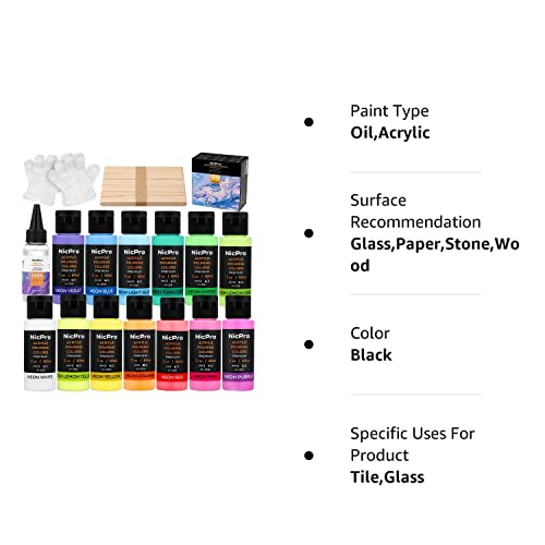 Nicpro 8 Colors 8.45oz Metallic Acrylic Pour Paint Supplies Kit, Large  Volume Premixed High Flow Painting Bulk Set with Silicone Pouring Oil,  Gloves