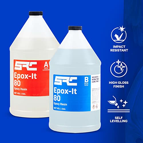 Specialty Resin & Chemical Epox-It 80 (2 Gal)| Clear Epoxy Resin Kit for Beginners & Experts| Clear Epoxy Coating for Bar Top, Countertop, - WoodArtSupply