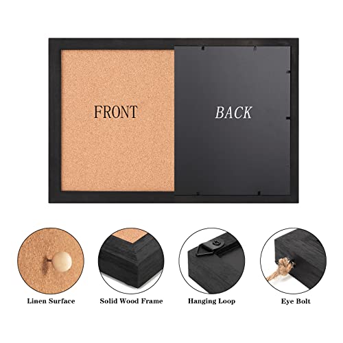 Miratino Cork Board Bulletin Board, 16 x 11 Inches Wooden Frame Pin Board, Cute Cork Boards for Walls Hanging for Office, Home Decor, School (Pins, Miratino