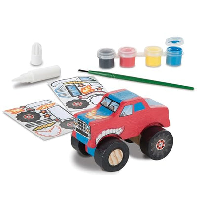 Melissa & Doug Created by Me! Monster Truck Wooden Craft Kit - Easter Basket Stuffers Easy To Assemble DIY For Kids - WoodArtSupply