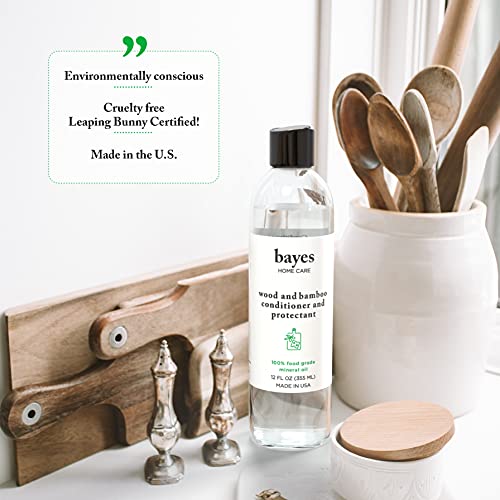 Bayes Food Grade Mineral Oil for Cutting Board - Mineral Oil Food Grade for Bamboo, Teak & Wood Conditioner and Protectant - Cutting Board Oil Food Bayes