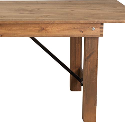 Flash Furniture Hercules Series 8' x 40" Rustic Solid Pine Folding Dining Table, Rectangular Antique Farmhouse Dining and Event Extension Table Flash Furniture