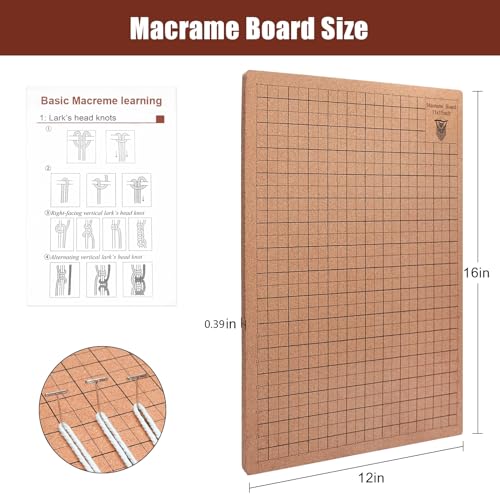 12X16 in Macrame Board for Braiding & Cording: Macramé Project Board for Braiding Bracelet Creating Macrame and Knotting Creations (12X16IN) MicoSim