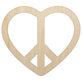 Peace Symbol in Heart Unfinished Wood Shape Piece Cutout for DIY Craft Projects - 1/4 Inch Thick - 6.25 Inch Size Sniggle Sloth