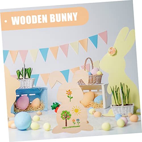 Kisangel 12 pcs Rabbit Shaped Wood Chips Unfinished Wood Bunny Easter Bunny Unfinished Wood Crafts Bunny Unfinished Wood Slices Decor Bunny Hanging Kisangel