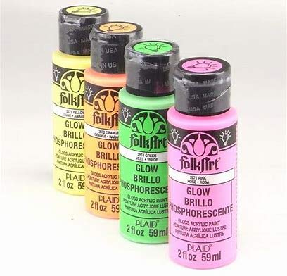 FolkArt Glow in The Dark Paint Set, 2 Fl Oz (Pack of 6) FolkArt
