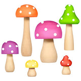 ARTIBETTER 6Pcs Wooden Mushroom Set Unfinished Mushrooms Unpainted Mushroom Figures for DIY Arts Crafts Projects ARTIBETTER