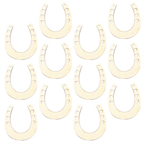 Toyvian 12pcs Unfinished Wood Horseshoe Cutouts Blank Wooden Horseshoe Chips Horseshoe Slices Pieces Wall Decor for DIY Craft Art Toyvian