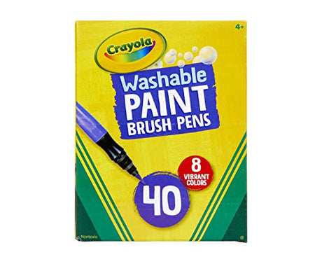 Crayola No-Drip Paint Brush Pens, Assorted Colors Set, 40 Count, Creative Gift for Kids and Teens Crayola