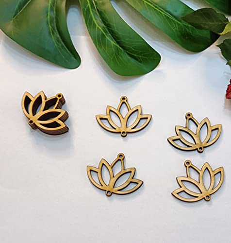 30pcs of Lotus Shape Cutout Wood Earrings Blanks,DIY Unfinished Laser Cut Crafts,Wood Jewelry Accessories (2'') Yuxuanish