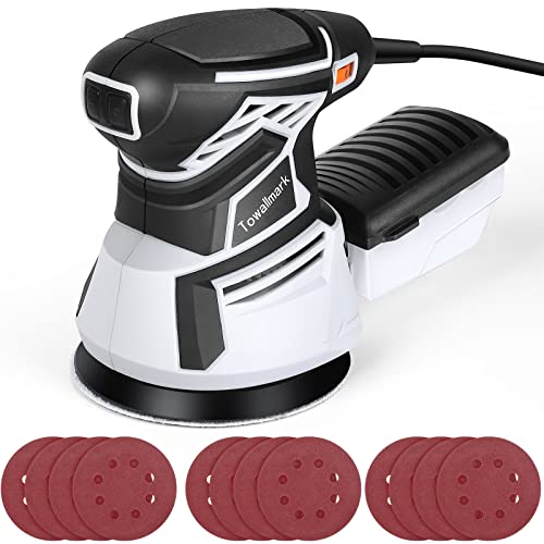 2.6A Random Orbital Sander,Towallmark 350W Orbital Sander with 6 Variable Speed,13000RPM Electric Sander with 12Pcs Sandpapers,1 Pcs Dust Box,Sander Towallmark