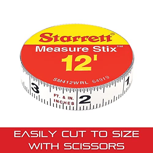 Starrett Tape Measure Stix with Adhesive Backing - Mount to Work Bench, Saw Table, Drafting Table - 1/2" x 12', English Metric, Right-Left Reading - Starrett
