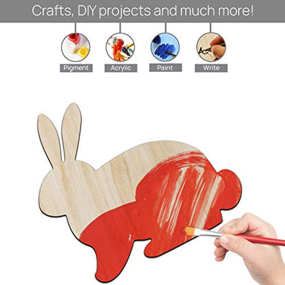 Ambesonne Bunny Unfinished Wooden Cutout, Spring Season Easter Theme, Birch Wood Plywood Shape for Crafts Parties Birthdays Decorative DIY Projects
