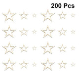 EXCEART 200pcs Star Shape Unfinished Wood Pieces Wooden Hollow Star Embellishments Cutouts Wooden Frames Pendant DIY Craft Jewelry Making Charms EXCEART