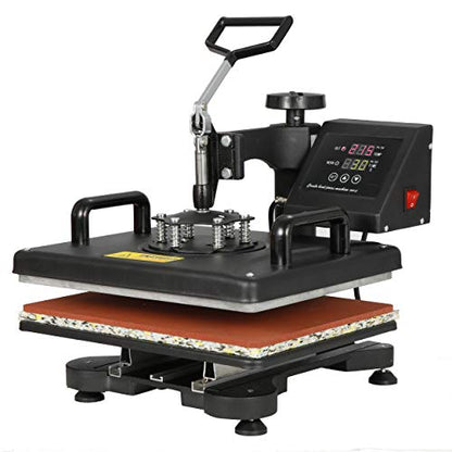 F2C 5 in 1 Pro Heat Press Machine 12x15 Digital Heat Transfer Sublimation Swing-Away for Hat Mug Plate Cap T-Shirt 360-degree Rotation Multifunction - WoodArtSupply