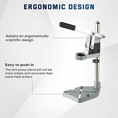 ATPEAM Drill Press Adapter for Hand Drill | Double Hole Universal Bench Clamp Portable Drill Press Stand Workbench Repair Tool Dremel Drill Press for - WoodArtSupply