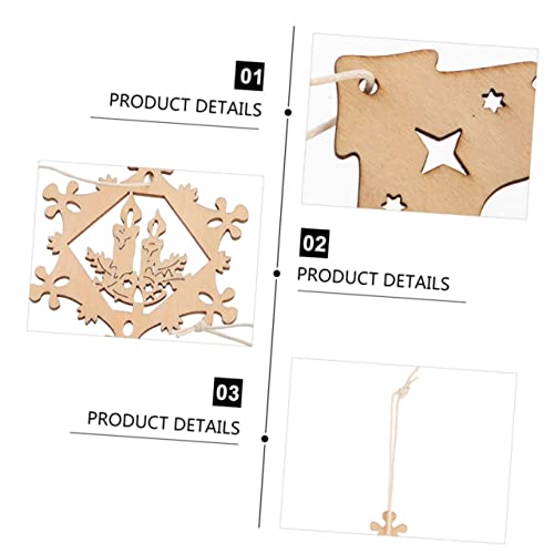 ABOOFAN 80 Pcs Christmas Ornaments Xmas Unfinished Hanging Slices Christmas Unfinished Wood Slices Christmas Wood Embellishments Wood Snowflake ABOOFAN