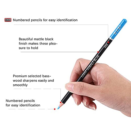 122 Colored Pencils Kit,Oil Based Soft Core, Professional Color Drawing Set with Case Sharpener,Sketching Layering Blending,Art Set & Supplies for H & B