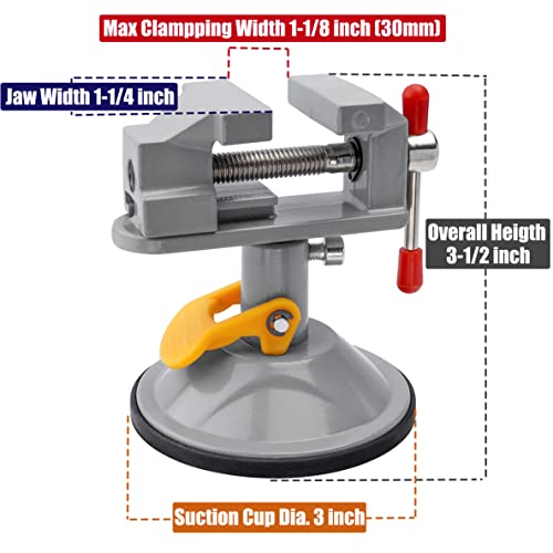 Yakamoz Mini Bench Vise 360 Degree Suction Vise Small Table Vice Clamp Workbench Vise for Jewelry Making DIY Wood Craft Carving Breads Drilling Bed