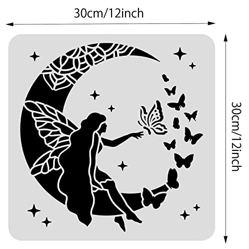 BENECREAT 12x12" Dream Fairy Theme Plastic Stencils, Reusable Fairy Cutouts Painting Template for Painting, Wood Burning, Pyrography and Engraving - WoodArtSupply