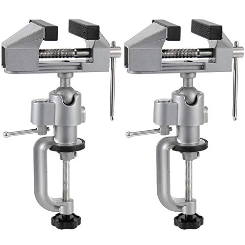 ZEONHAK 2 PCS 3 Inches Bench Vise, Tilts Rotate 360° Universal Work, Universal Table Vise, Aluminum Table Vise for Welding, Woodworking, Jewelry - WoodArtSupply