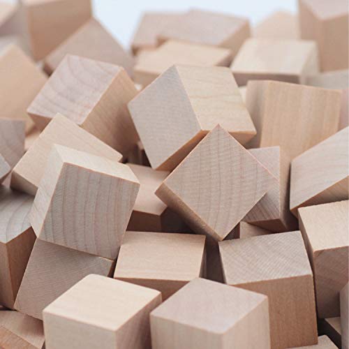 Wood Blocks, 200 Pack Counting Cubes Square Wood Craft Cube Blocks Wooden Blocks Building Blocks,Square Blank Puzzle Making and DIY Craft Cube