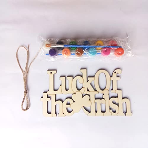 4 Pieces St. Patrick's Day Blank Wooden Ornament, Unfinished Hanging Shamrock Wooden Pendant, Clover Shaped Wood Embellishments with Twines for Irish Attria