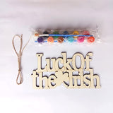 4 Pieces St. Patrick's Day Blank Wooden Ornament, Unfinished Hanging Shamrock Wooden Pendant, Clover Shaped Wood Embellishments with Twines for Irish Attria