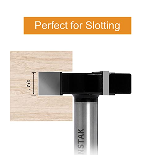 CNC Spoilboard Surfacing Router Bits, 1/2 inch Shank 2 inch Cutting Diameter, Slab Flattening Router Bit Planing Bit Wood Milling Cutter Planer BINSTAK