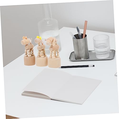VOSAREA 3 Pcs White Embryo Ornament Wood Animal Figurines Decoraciones para Salas De Casa Waldorf Dolls Unfinished Peg Favors Home Décor Kid Toy VOSAREA