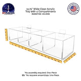 Marketing Holders 2 Pack Slatwall Acrylic Retail Tray Four Compartment 15.75" Wide x 4.75" Deep Clear Product Merchandise Storage Organizer for Marketing Holders
