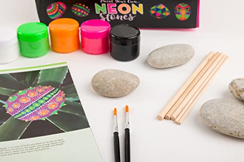 Paint Your Own Neon Stones-This Complete Starter Kit includes all you need to create Vibrant, Three-Dimensional Art to display in your Home or Garden - WoodArtSupply