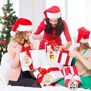 OurWarm 50pcs DIY Christmas Wooden Ornaments Unfinished, 4" Large Natural Wood Slices Predrilled with Hole Wooden Circles for Crafts Christmas OurWarm