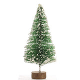 Package of 6 Miniature Frost Covered Winter Green Sisal Bottle Brush Trees on Wood Bases for Crafting Holiday Displays, and Miniature Work Factory Direct Craft