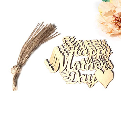 Amosfun 10pcs Mother's Day Wood Cutouts Decorations Wood Gift Tags Mother's Day Gifts Party Favors