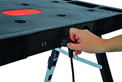 Disston Omni Plus 5 in 1 Workbench, Clamping Table, Scaffold, Dolly and Creeper All in one Work Table Orange/Black - WoodArtSupply