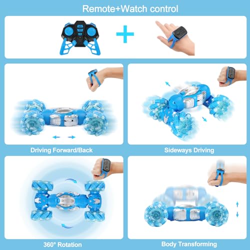 BEMITON Boys Aged 6-12 Birthday Gift Ideas- Gesture Sensing RC Stunt Car Toy for Kids, Hand-Controlled 2.4Ghz Remote Control Twist Cars, 4WD BEMITON