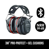 3M Pro-Protect + Gel Cushions Electronic Hearing Protector with Bluetooth Wireless Technology, NRR 26 dB, Black, Medium 3M
