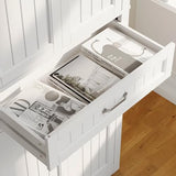 Gizoon 71'' Kitchen Pantry Storage Cabinet, Freestanding Cupboard with 4 Barn Doors and 4 Adjustable Shelves, Hutch Bar Cabinet with Large Drawer for Gizoon