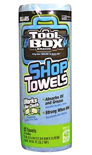 Sellars ToolBox Z400 Blue Shop Towel Recycled Disposable 54400, 11" L x 9.4" W, (1 Roll of 55 Sheets) Sellars Wipers & Sorbents