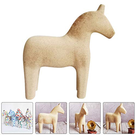 HEALLILY Vintage Unfinished Swedish Wooden Dala Horse Unfinished Wooden Horse Figurine Statue Horse Painting by Yourself S HEALLILY