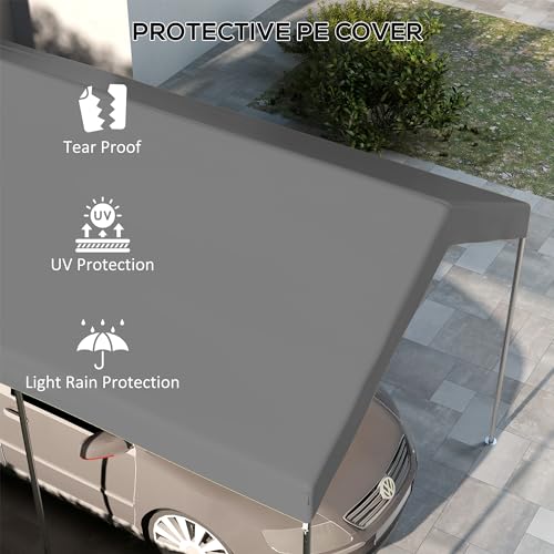 Outsunny 10' x 20' Carport Replacement Top Canopy Cover, Waterproof and UV Protected Garage Car Port Cover with Ball Bungee Cords, Beige, (Only Outsunny