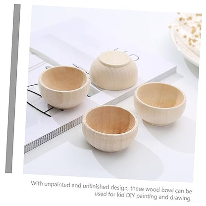 VILLFUL 5 Pcs Wooden Bowl Wooden Decor Mini Candle Decor Unpainted Wood Bowls Acorns Counting Sorting Kit Tiny Bowls Wooden Bowls for Drawing Wood