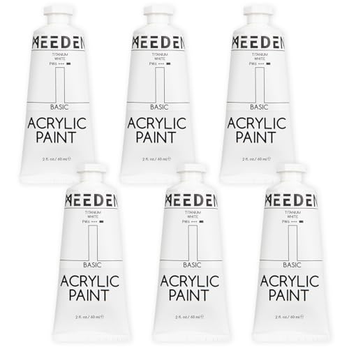 MEEDEN Titanium White Acrylic Paint, Heavy Body, 6 x 60ml/2 fl oz MEEDEN