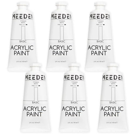 MEEDEN Titanium White Acrylic Paint, Heavy Body, 6 x 60ml/2 fl oz MEEDEN